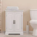 Meuble de rangement autoportant à double porte — MDF blanc, 3 étagères, 81 cm de haut