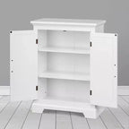 Meuble de rangement autoportant à double porte — MDF blanc, 3 étagères, 81 cm de haut