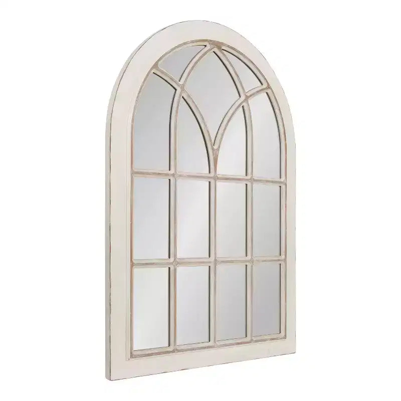 Miroir mural arche 31"x44" Blanc — Design persienne côtière, cadre en bois massif