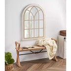 Miroir mural arche 31"x44" Blanc — Design persienne côtière, cadre en bois massif