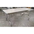 201 Stainless Steel Folding Table, Round Legs Straight Edges, Single Layer,