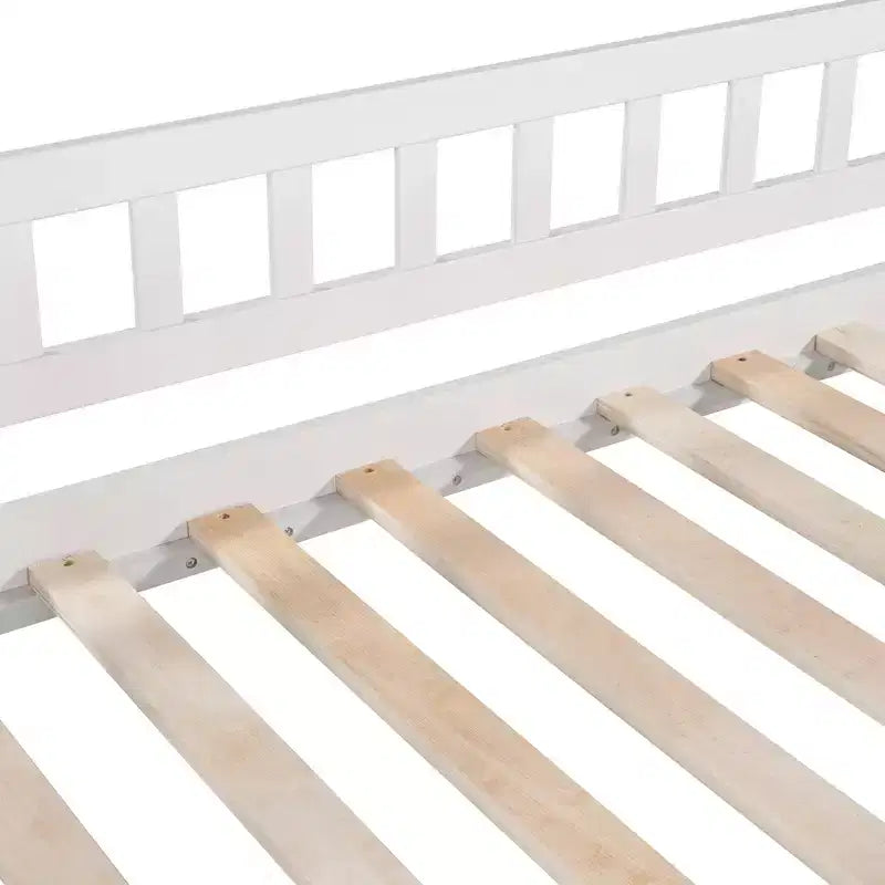 Lit superposé jumeau sur jumeau avec 2 tiroirs, toboggan et escalier de rangement — Blanc/Gris