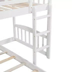Lit superposé jumeau sur jumeau avec 2 tiroirs, toboggan et escalier de rangement — Blanc/Gris