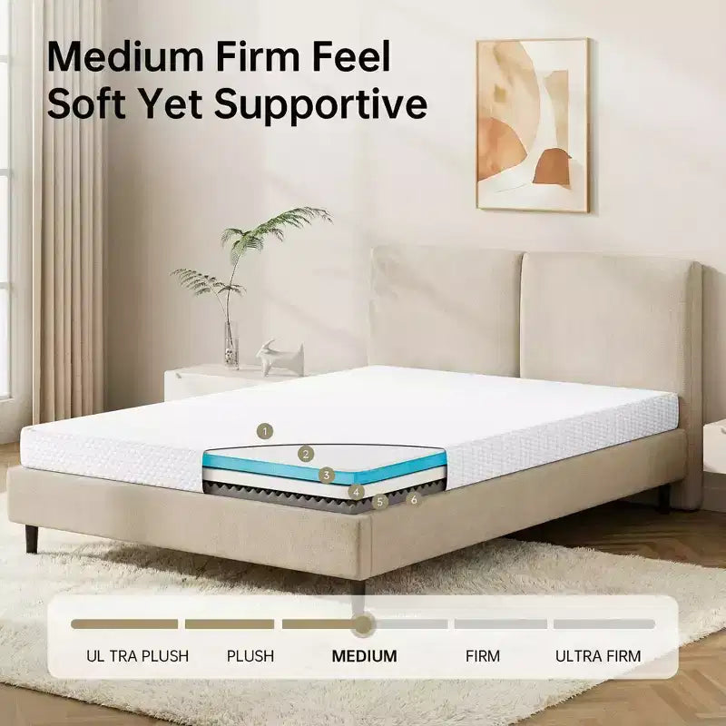 Matelas en mousse à mémoire de forme rafraîchissante de 15,24 cm — Lit simple/double XL/grand lit, fermeté moyenne, housse amovible et lavable