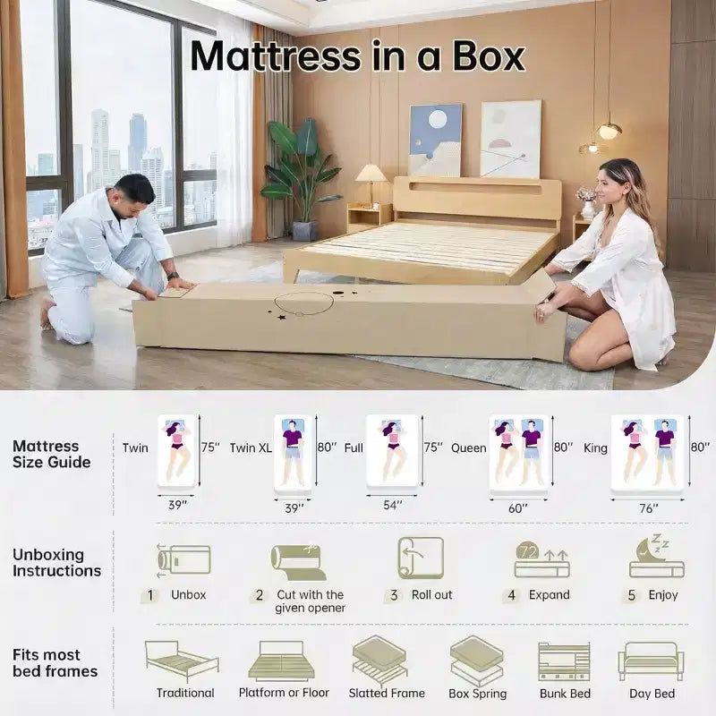 Matelas en mousse à mémoire de forme rafraîchissante de 15,24 cm — Lit simple/double XL/grand lit, fermeté moyenne, housse amovible et lavable