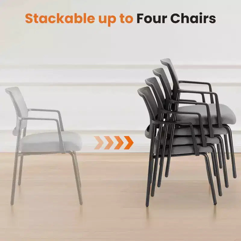 Chaises empilables à dossier en maille — Siège en tissu rembourré, cadre métallique robuste, lot de 2