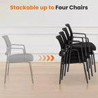 Chaises empilables à dossier en maille — Siège en tissu rembourré, cadre métallique robuste, lot de 2