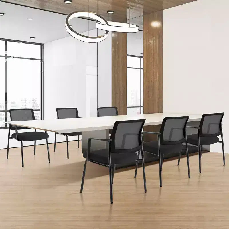 Chaises empilables à dossier en maille — Siège en tissu rembourré, cadre métallique robuste, lot de 2
