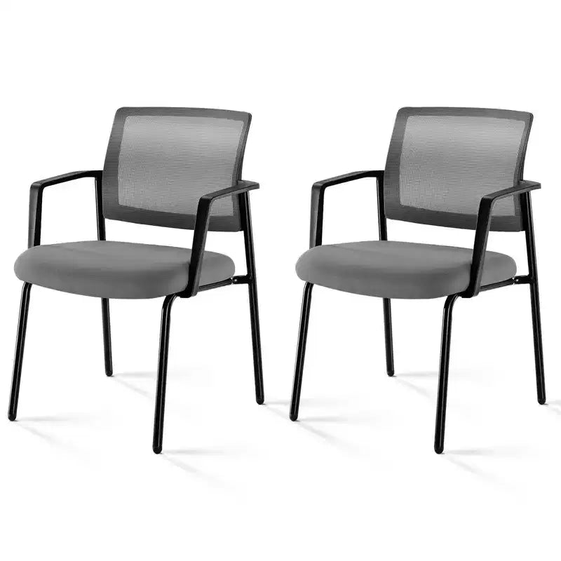 Chaises empilables à dossier en maille — Siège en tissu rembourré, cadre métallique robuste, lot de 2