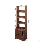 Table de chevet de 45,7 cm de haut avec étagère — 2 tiroirs, 4 niveaux d'étagères ouvertes, finition noyer