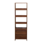 Table de chevet de 45,7 cm de haut avec étagère — 2 tiroirs, 4 niveaux d'étagères ouvertes, finition noyer