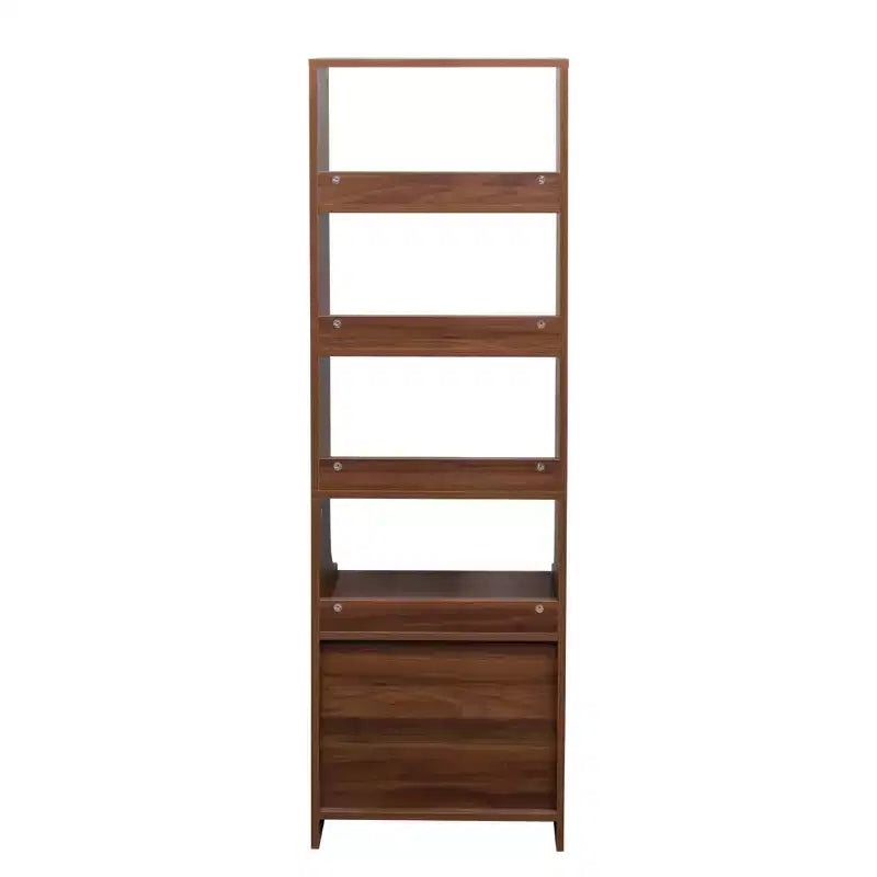 Table de chevet de 45,7 cm de haut avec étagère — 2 tiroirs, 4 niveaux d'étagères ouvertes, finition noyer