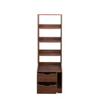 Table de chevet de 45,7 cm de haut avec étagère — 2 tiroirs, 4 niveaux d'étagères ouvertes, finition noyer