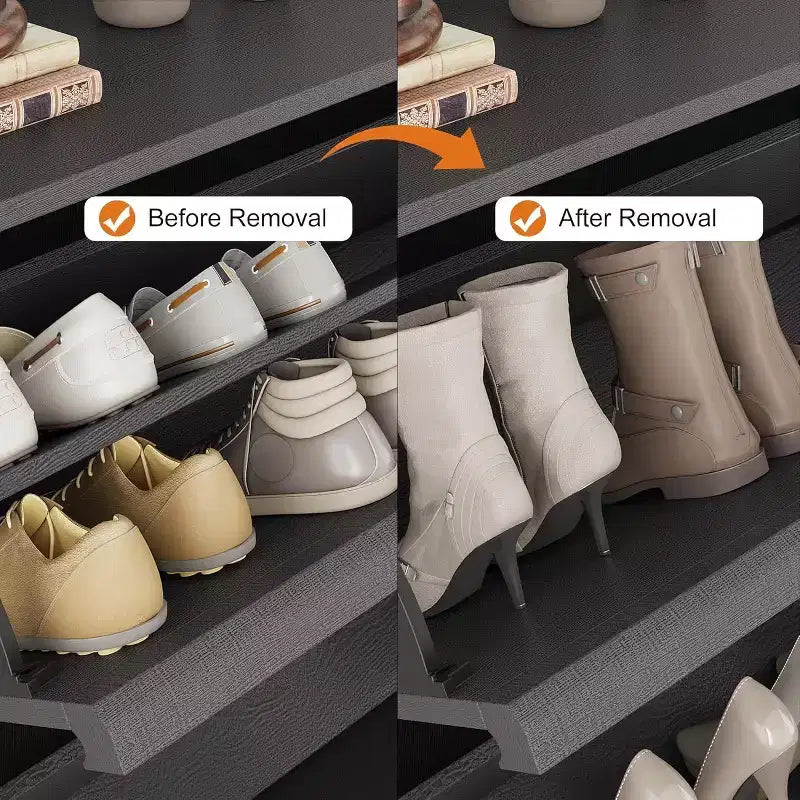 Meuble à chaussures 4 niveaux à tiroirs basculants avec étagère réglable — Peut contenir 24 à 30 paires, gris