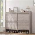 Acekool 4-Tier Flip Drawer Shoe Cabinet with Adjustable Shelf, Entryway Storage Organizer for Hallway or Living Room