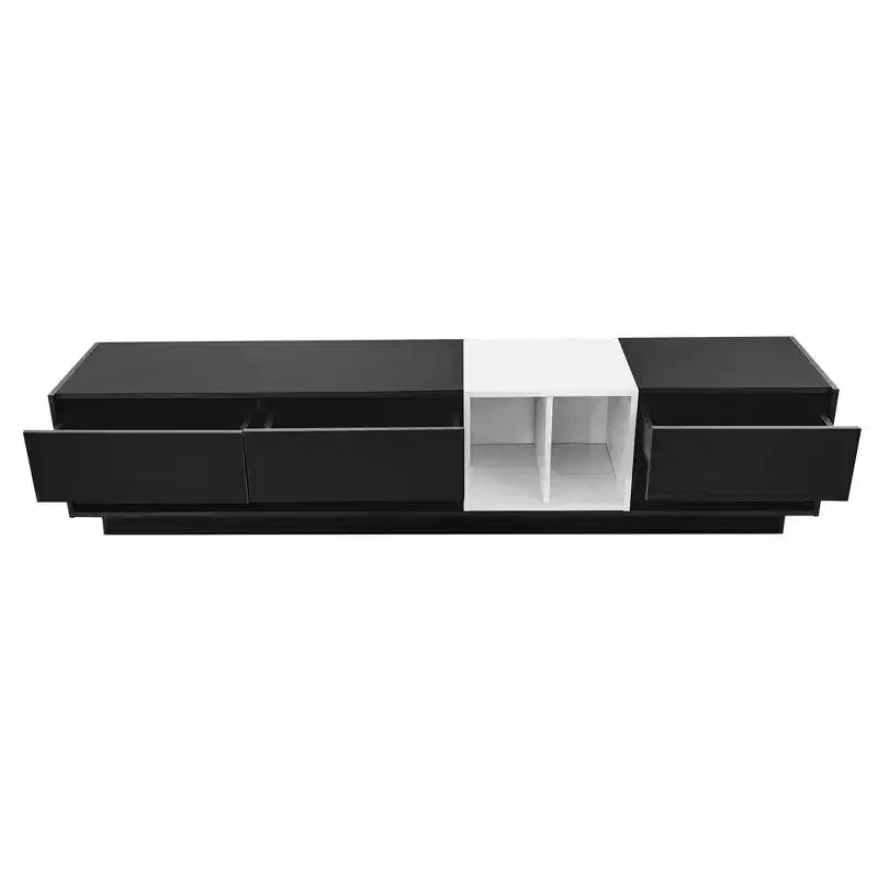 Meuble TV bicolore noir — Console multimédia élégante pour téléviseurs jusqu'à 80", 74,8"L