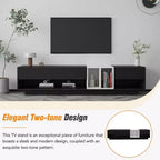 Meuble TV bicolore noir — Console multimédia élégante pour téléviseurs jusqu'à 80", 74,8"L