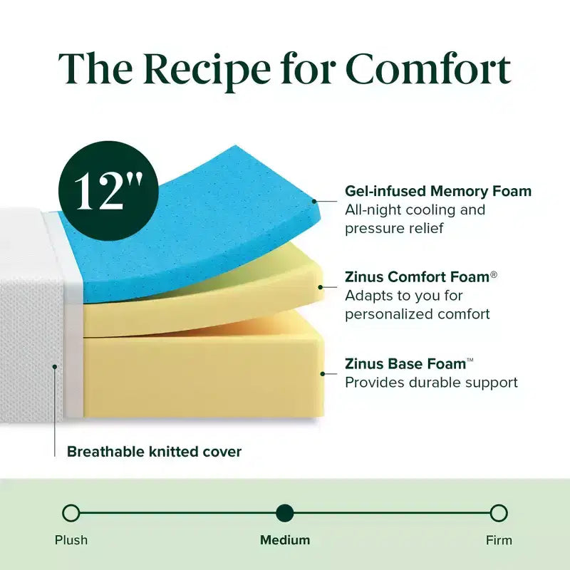 Matelas en mousse à mémoire de forme rafraîchissant King 30 cm — Fermeté moyenne, sans fibre de verre, mousse de gel, certifié