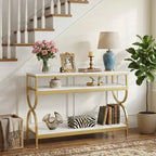 MAYEERTY 3-Tier Console Table, 55-Inch Sofa Table with Storage Shelves