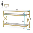 Console 3 niveaux 55" — Plateau imitation marbre, cadre en fer doré, capacité de 450 lb