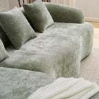Canapé d'angle en chenille haute densité avec méridienne incurvée — 4 places, 4 coussins
