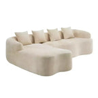 Clihome High-Density Chenille L-Shape Sectional Sofa, Full Compression Couch with Curved Chaise