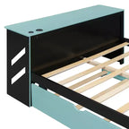 Lit de repos pleine grandeur avec lit gigogne, lit de jeu avec bureau et port USB pour chambres d'étudiants ou chambres d'amis