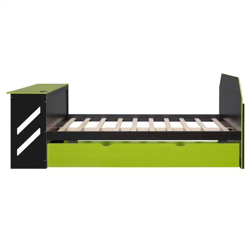 Lit de repos pleine grandeur avec lit gigogne, lit de jeu avec bureau et port USB pour chambres d'étudiants ou chambres d'amis