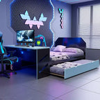 Lit de repos pleine grandeur avec lit gigogne, lit de jeu avec bureau et port USB pour chambres d'étudiants ou chambres d'amis