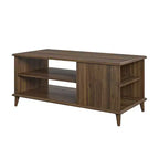 Table basse rectangulaire esprit Mid-Century – Cadre en MDF, étagère ouverte, marron