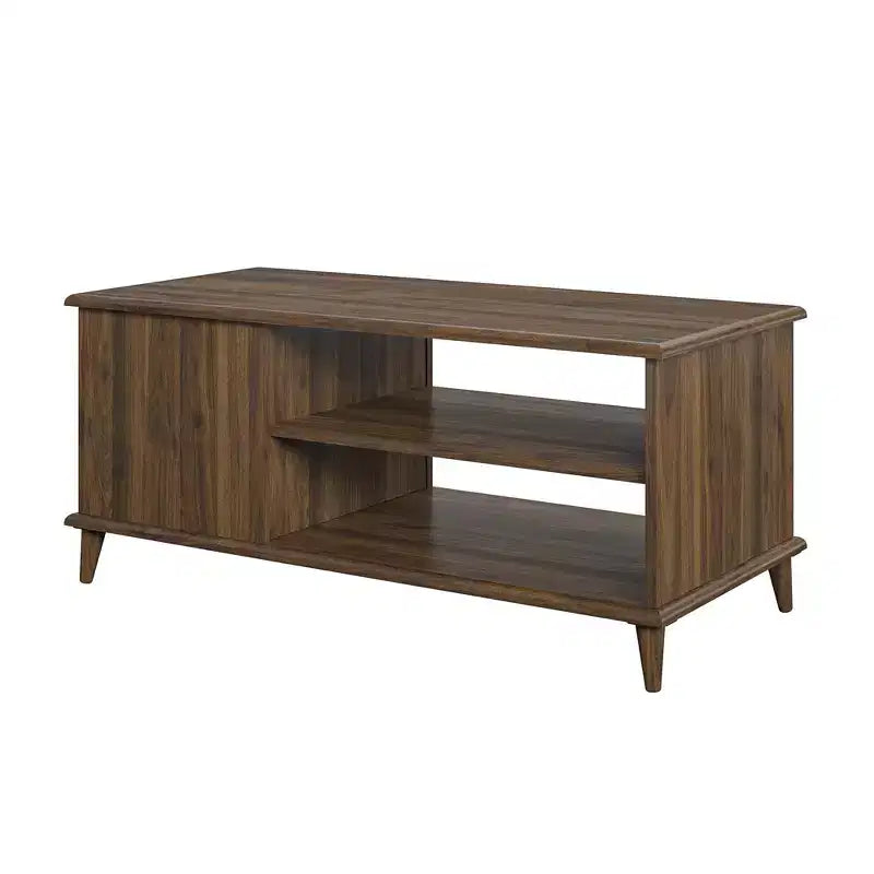 Table basse rectangulaire esprit Mid-Century – Cadre en MDF, étagère ouverte, marron