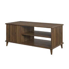 Table basse rectangulaire esprit Mid-Century – Cadre en MDF, étagère ouverte, marron
