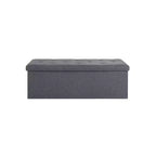 Banc de Rangement Pliable avec Couvercle Relevable, Repose-Pieds Rembourré et Coffre de Rangement de Bout de Lit pour Salon, Chambre, Entrée, 47 Gris
