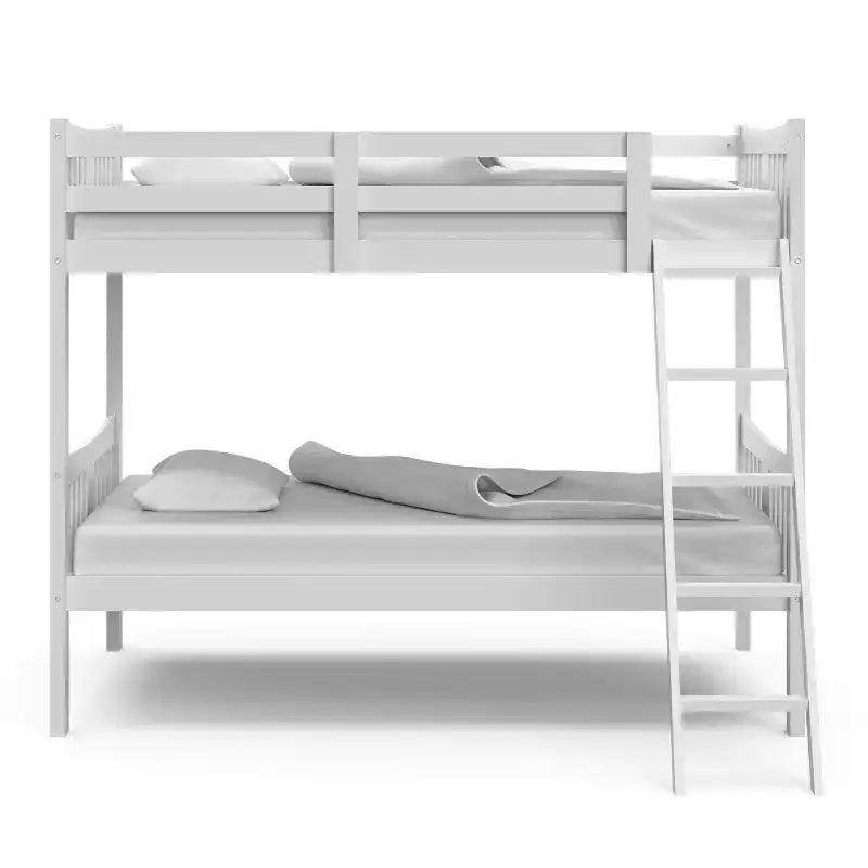 Lit superposé double en bois massif – Certifié GREENGUARD Gold, échelle incluse