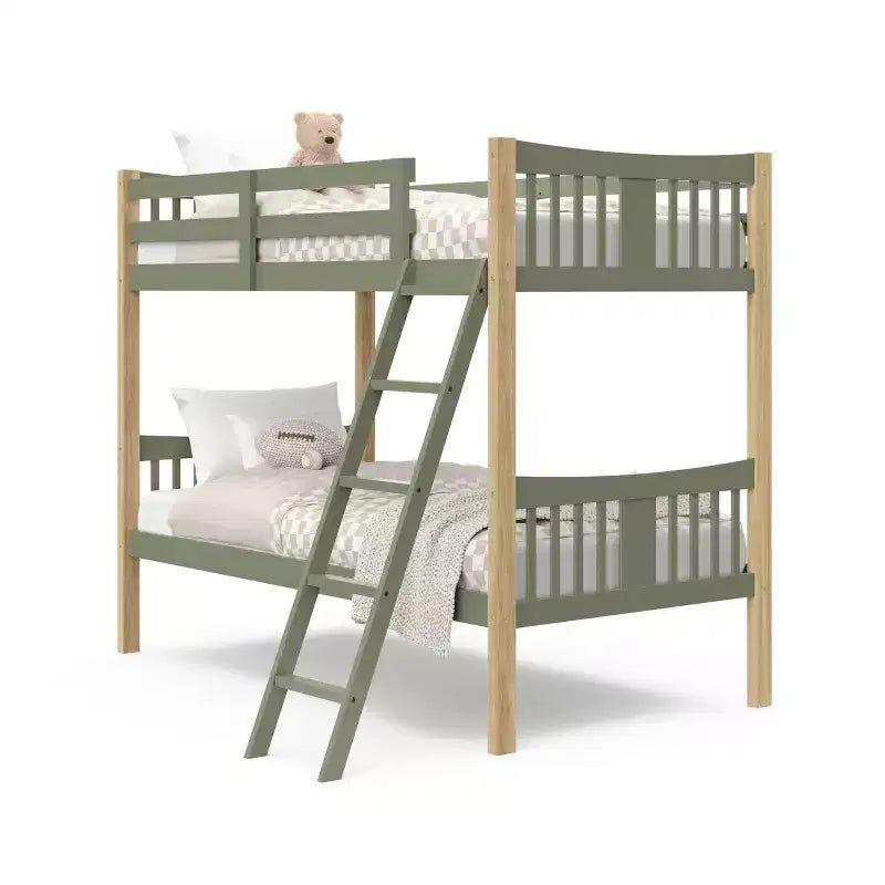 Lit superposé double en bois massif – Certifié GREENGUARD Gold, échelle incluse