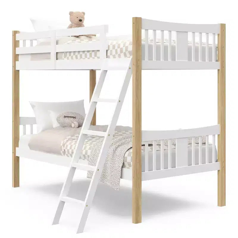 Lit superposé double en bois massif – Certifié GREENGUARD Gold, échelle incluse