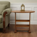 Table d'appoint ovale en bois massif marron de 45 cm – Aucun assemblage requis, utilisation intérieure et extérieure