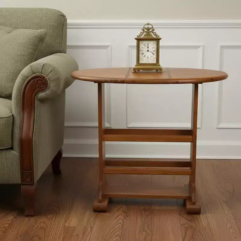 Table d'appoint ovale en bois massif marron de 45 cm – Aucun assemblage requis, utilisation intérieure et extérieure