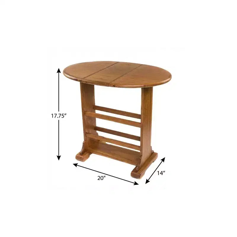 Table d'appoint ovale en bois massif marron de 45 cm – Aucun assemblage requis, utilisation intérieure et extérieure