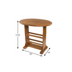 Table d'appoint ovale en bois massif marron de 45 cm – Aucun assemblage requis, utilisation intérieure et extérieure