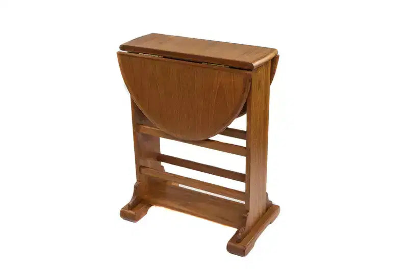 Table d'appoint ovale en bois massif marron de 45 cm – Aucun assemblage requis, utilisation intérieure et extérieure