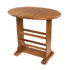 Table d'appoint ovale en bois massif marron de 45 cm – Aucun assemblage requis, utilisation intérieure et extérieure