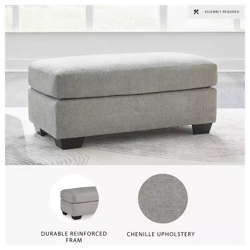 Pouffe rectangulaire rembourré — Polyester texturé, Gris flanelle, 111,76 cm de largeur