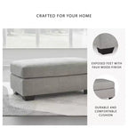 Pouffe rectangulaire rembourré — Polyester texturé, Gris flanelle, 111,76 cm de largeur
