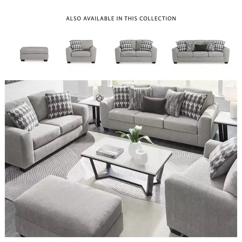 Pouffe rectangulaire rembourré — Polyester texturé, Gris flanelle, 111,76 cm de largeur