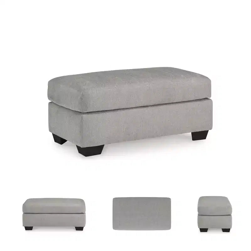 Pouffe rectangulaire rembourré — Polyester texturé, Gris flanelle, 111,76 cm de largeur