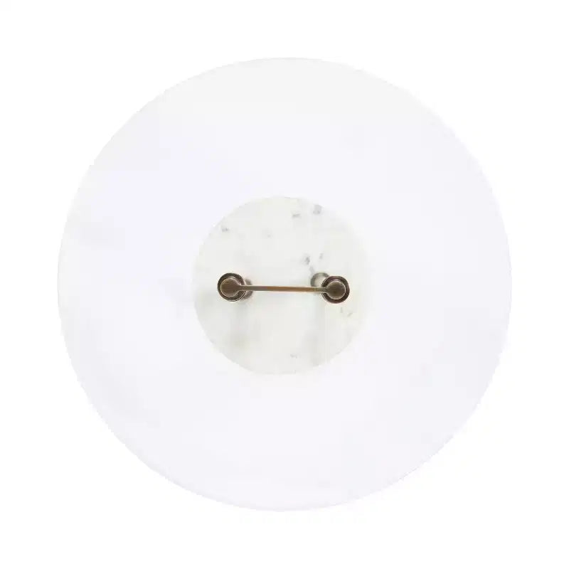 Table d'appoint ronde en verre avec base en marbre — 40,6 cm de diamètre, 61 cm de hauteur, structure en métal noir