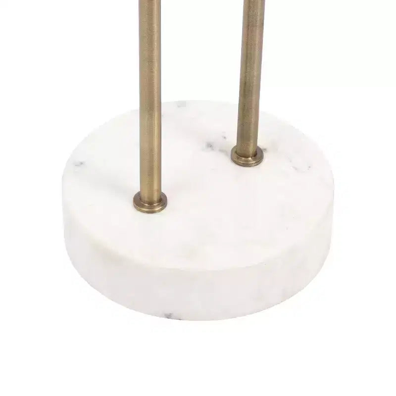 Table d'appoint ronde en verre avec base en marbre — 40,6 cm de diamètre, 61 cm de hauteur, structure en métal noir
