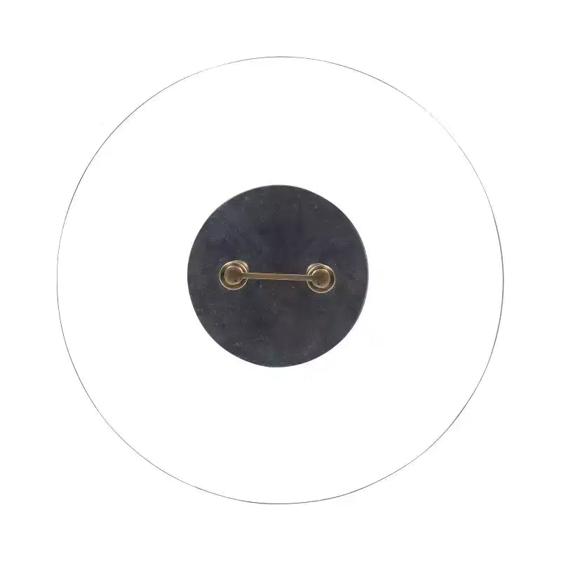 Table d'appoint ronde en verre avec base en marbre — 40,6 cm de diamètre, 61 cm de hauteur, structure en métal noir