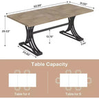 Table à manger rectangulaire moderne de 160 cm — Plateau en MDF gris, pieds en métal noir, 4 à 6 places